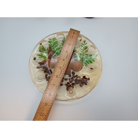 Vintage Lucite Deviled Egg Plate Coffee Beans Baskets Ferns MCM - Picture 3 of 4